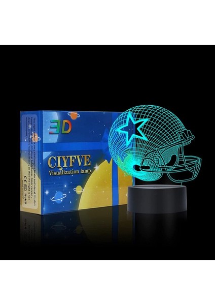 Beyzbol Kaskı 3D Illüzyon Gece Işığı Masa Lambası, Ebeveyn (Yurt Dışından)