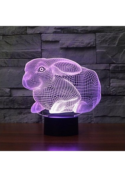 3D Tavşan Gece Lambası Masa Masası Optik Illüzyon (Yurt Dışından) fiyatları