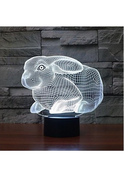 3D Tavşan Gece Lambası Masa Masası Optik Illüzyon (Yurt Dışından) modelleri