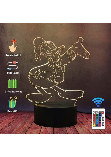 Yaratıcı Ev Yatak Odası Masa Masa Lambası 3D LED Donal Ebeveyn (Yurt Dışından) fırsatları