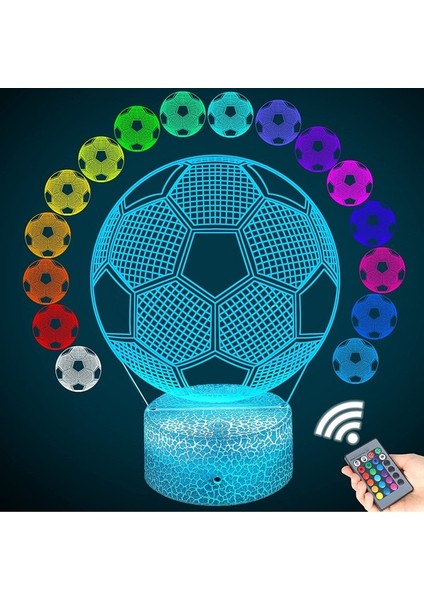 Çocuklar Için 3D Futbol Gece Lambası, Futbol 3D Illu Futbol (Yurt Dışından)