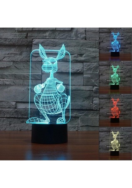 3D Kanguru Hayvan Gece Lambası Dokunmatik Anahtar Dekor (Yurt Dışından)