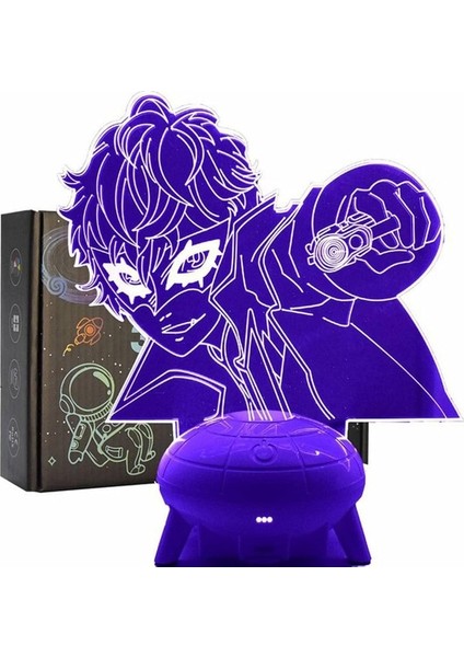 Persona 5 Joker 3D LED Lamba Anime Gece Lambası Touc Beyaz Ufo Tabanı (Yurt Dışından)