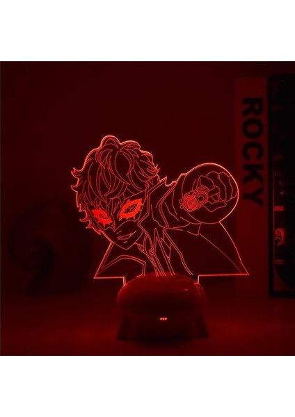 Persona 5 Joker 3D LED Lamba Anime Gece Lambası Touc Beyaz Ufo Tabanı (Yurt Dışından)