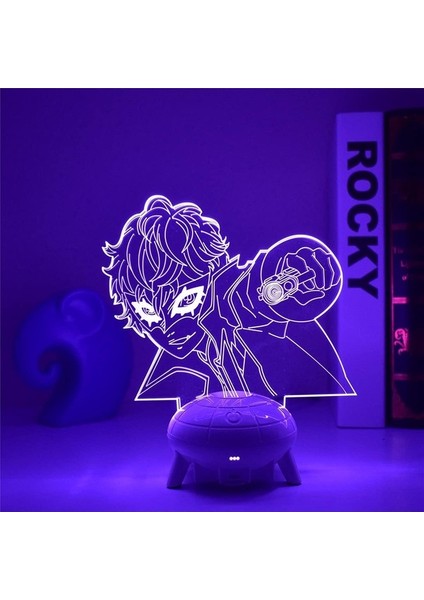 Persona 5 Joker 3D LED Lamba Anime Gece Lambası Touc Beyaz Ufo Tabanı (Yurt Dışından)