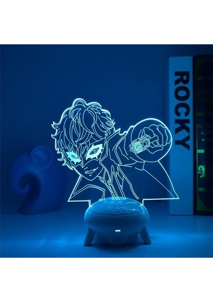 Persona 5 Joker 3D LED Lamba Anime Gece Lambası Touc Beyaz Ufo Tabanı (Yurt Dışından)