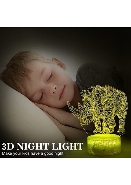 Çocuklar Için 3D Panda Gece Lambası, 3D LED Illusio Gergedan (Yurt Dışından) fırsatları