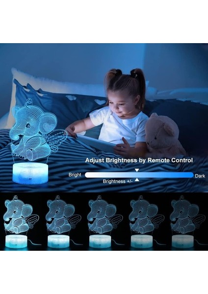 Deniz Kızı 3D Gece Lambası, Dinamik Rgb Renkleri Değişen Fil (Yurt Dışından) modelleri