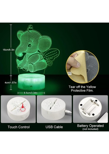 Deniz Kızı 3D Gece Lambası, Dinamik Rgb Renkleri Değişen Fil (Yurt Dışından) fırsatları