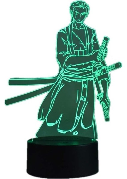 Anime 3D Renkli Roronoa Zoro LED Gece Lambası Tou (Yurt Dışından)