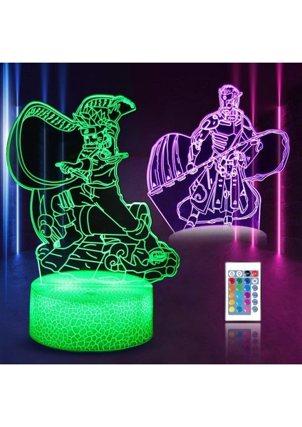 3D Anime Gece Lambası LED Illüzyon Lambası ve 16 Renkli Renkli-D (Yurt Dışından)