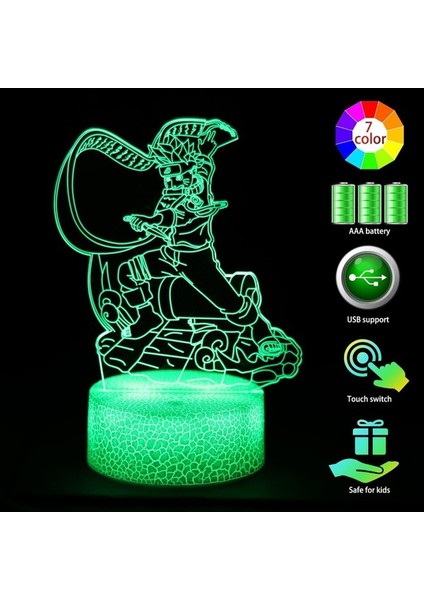 3D Anime Gece Lambası LED Illüzyon Lambası ve 16 Renkli Renkli-D (Yurt Dışından) modelleri