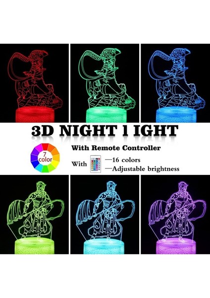 3D Anime Gece Lambası LED Illüzyon Lambası ve 16 Renkli Renkli-D (Yurt Dışından) fırsatları