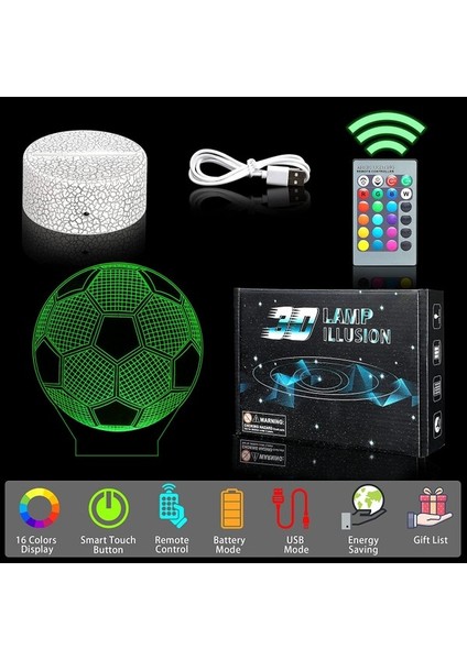 Çocuklar Için 3D Futbol Gece Lambası, Futbol 3D Illu Futbol (Yurt Dışından) fırsatları