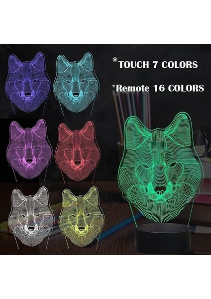 Wolf 3D Illusion Taşınabilir Lamba Wolf Gece Lambası Le (Yurt Dışından) fırsatları