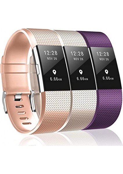Fit Charge 2 ile Uyumlu 3 Paket Bant, Fit Charge 2 Için Klasik ve Özel Sürüm Yedek Bantlar, Kadın Erkek Gül Altın/şampin/mor-L (Yurt Dışından)