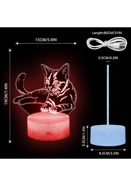 Kedi Severlere 3D Gece Lambası Hedii, Kedi Lambası (Yurt Dışından) fırsatları