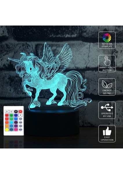 Çocuklar Için Unicorn Gece Lambası, 3D Illüzyon Doğum Günü Unicorn 1 (Yurt Dışından) fırsatları