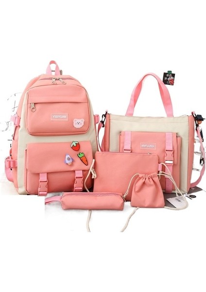 Kanvas Büyük Kapasiteli Beş Parçalı Sırt Çantası (Yurt Dışından)