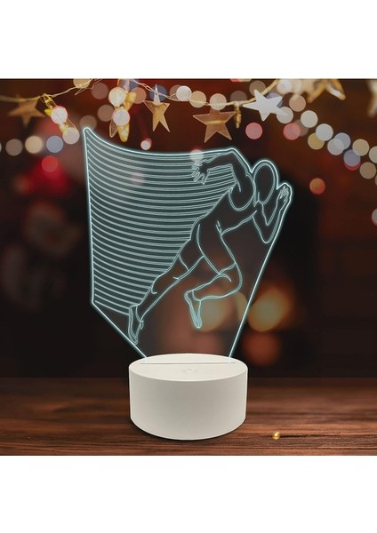 , Spor 3D LED Masa Lambası, Golf Oyuncusu Merhaba 8" x 10" Beyaz Taban Koşucu Hızlı Atlet Sporcu Aksiyonu (Yurt Dışından)