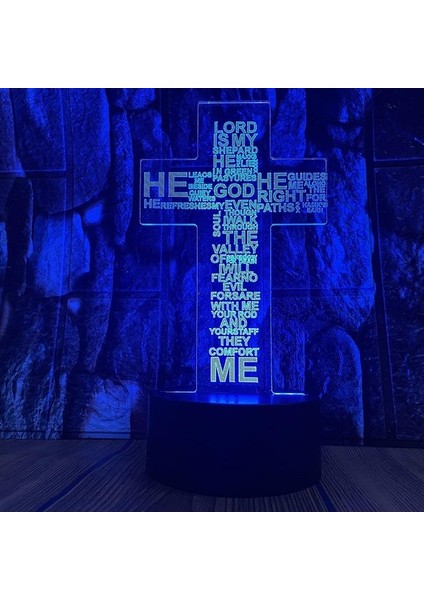 Mesih Isa Haç 3D LED Yatak Odası Dekor Uyku Masası (Yurt Dışından)