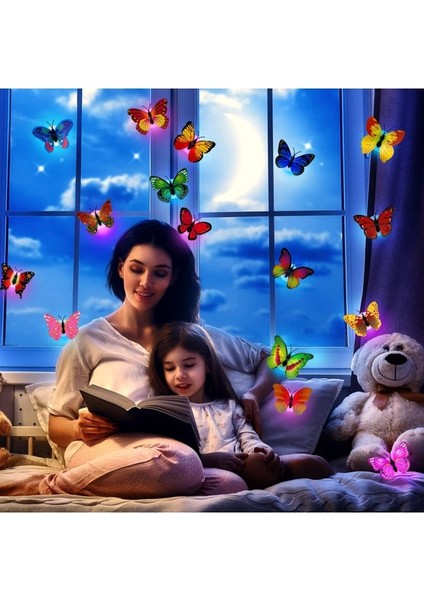 26 Adet 3D LED Kelebek Dekorasyon Gece Lambası Sti (Yurt Dışından)