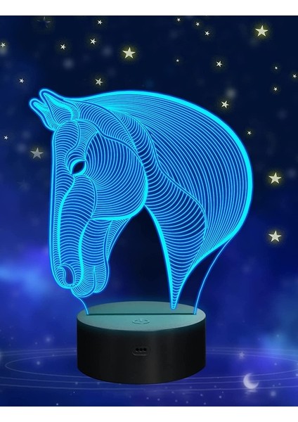 Çocuklar Için 3D Gece Işıkları Horse Head Illus Ebeveyn (Yurt Dışından)