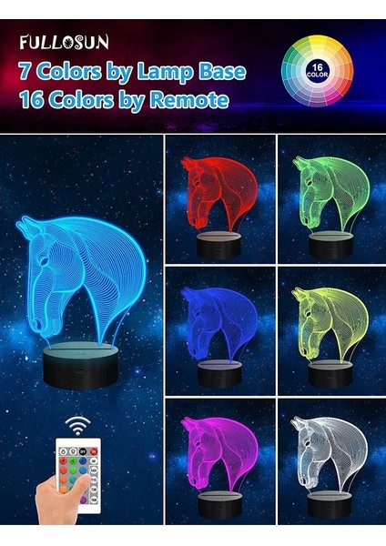 Çocuklar Için 3D Gece Işıkları Horse Head Illus Ebeveyn (Yurt Dışından) fiyatları