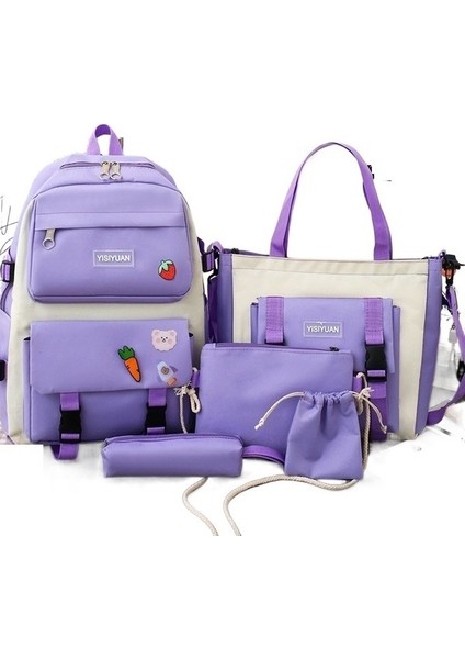 Kanvas Büyük Kapasiteli Beş Parçalı Sırt Çantası (Yurt Dışından)