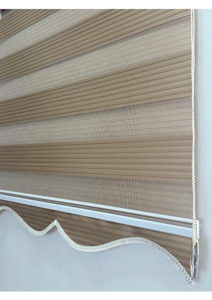 Binbirperde Dilimli Kahverengi Pileli Zebra Stor Perde Ev/ofis Perdesi Aluminyum Sistem