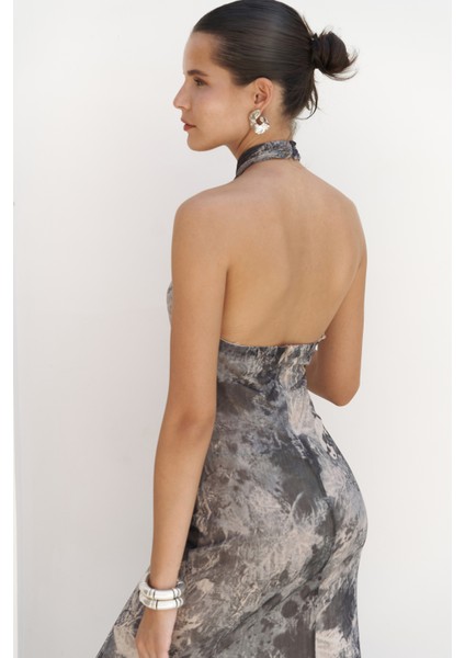 Keefnes Kruvaze Antrasit Uzun Elbise indirimleri