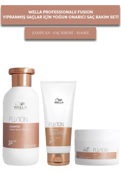 Fusion Yıpranmış Saçlar İçin Onarıcı Saç Bakım Seti (Şampuan + Saç Kremi + Maske)