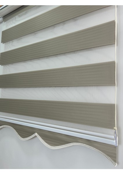 Dilimli Kum Beji Pileli Zebra Stor Perde Ev/ofis Perdesi Aluminyum Sistem Zebra Stor Perde – Gece & Gündüz Kullanım, Kolay Montaj (Alüminyum Sistem)