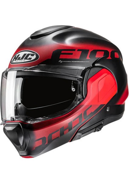 F100 Hetal MC1SF Çene Açılır Motosiklet Kaskı Mat Siyah Kırmızı