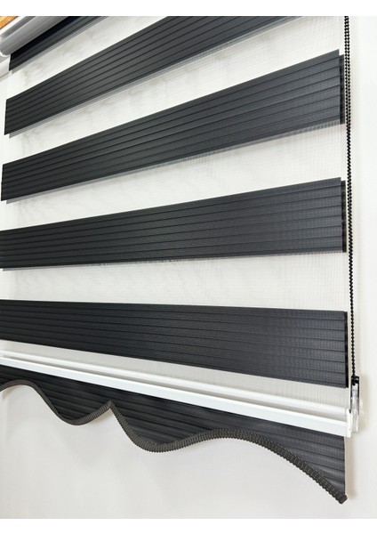 Binbirperde Dilimli Antrasit Pileli Zebra Stor Perde Ev/ofis Perdesi Aluminyum Sistem