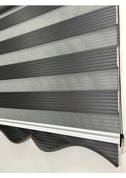 Binbirperde Dilimli Antrasit Pileli Zebra Stor Perde Ev/ofis Perdesi Aluminyum Sistem