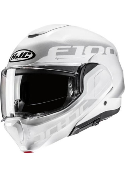 F100 Hetal MC10 Çene Açılır Motosiklet Kaskı Gri Beyaz