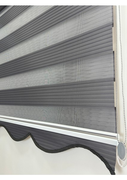 Binbirperde Dilimli Gri Pileli Zebra Stor Perde Ev/ofis Perdesi Aluminyum Sistem