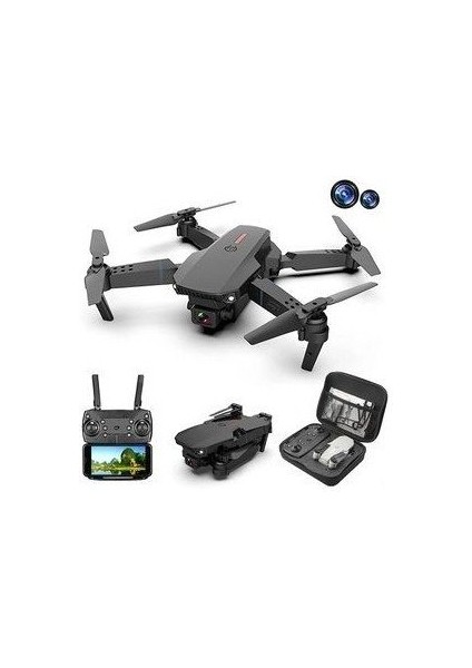 E88 4K Hd Çift Kameralı App Kontrol Wifi Katlanabilir Drone Siyah