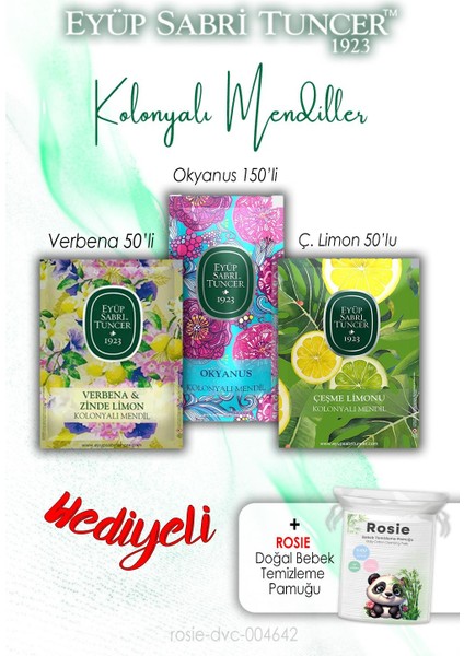 Çeşme Limon ve Zinde Limon 50'li - Okyanus 150'li - Kolonyalı Mendil ve Rosıe