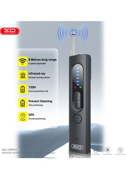 CRP01 Saklı Kamera Dedekötürü, Kızılötesi Dedektör, Gps(Konum) Takip Cihazı Tarayıcı, Kayıt Cihazı Bulucu, Otel, Ofis, Toplantı Alanlarında Güvenlik Cihazı, 1mhz-6.5ghz, Usb-C Şarj, Siyah modelleri