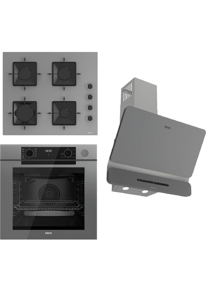 Steamart-Fryart-Sılentart Serisi Gri Set (SS208 + QEP64CPR +D082-SA ) - Emaye Izgara