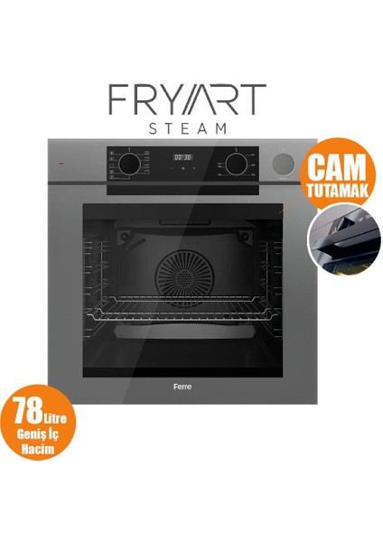 Steamart-Fryart-Sılentart Serisi Gri Set (SS208 + QEP64CPR +D082-SA ) - Emaye Izgara