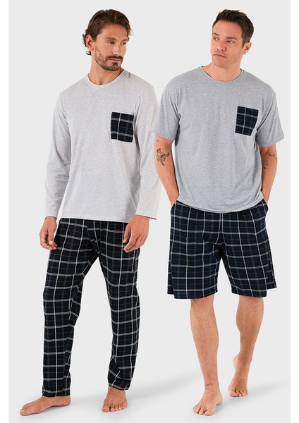 Pamuklu Regular Fit Kareli 2'li Paket Pijama Takımı Erkek Pijama Takımı 657200120S2