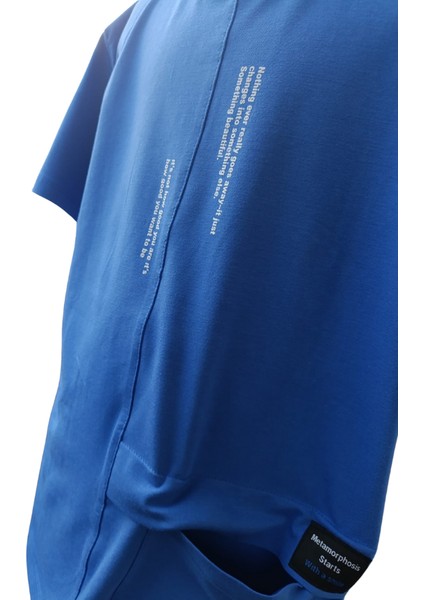 Erkek Çocuk Ön ve Arka Dijital Challenge Baskılı Mavi T-Shirt %95 Pamuk %5 Elastan Gizli Şık Cepli 12 Yaş Mavi fırsatları