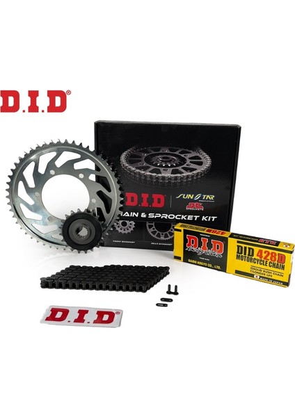 Zincir Dişli Seti Yamaha MT-125 (125 Cc) (2024) / Yamaha / MT-125 / 125CC / Zincir: DID-428D (ÇELIK)-130/ Ön-Arka Dişli: JT(14T-52T) / 2024