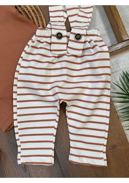 Askı Pantolonlu Çizgi Desenli Şapkalı Kısa Kollu Tişört 6-24 Ay 3 Lü Yazlık Erkek Bebek Takım modelleri