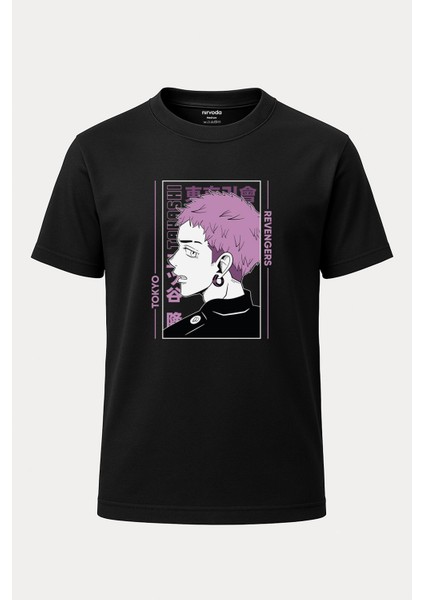 Takashi Mitsuya Tokyo Revengers Baskılı Loose Fit Bisiklet Yaka Unisex Tişört