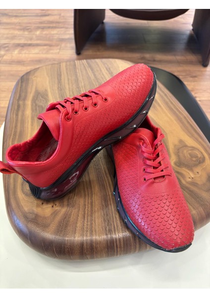 4236 Kırmızı Cilt Hakiki Deri Erkek Sneakers fiyatları