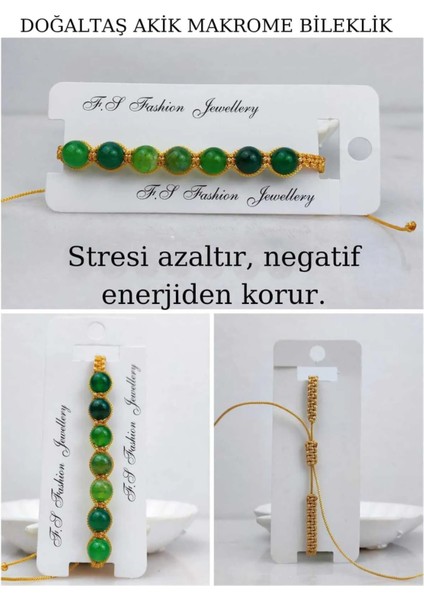 Akik Doğal Taş Makrome Bileklik Aksesuar Bijuteri Hediyelik Bileklik fiyatları